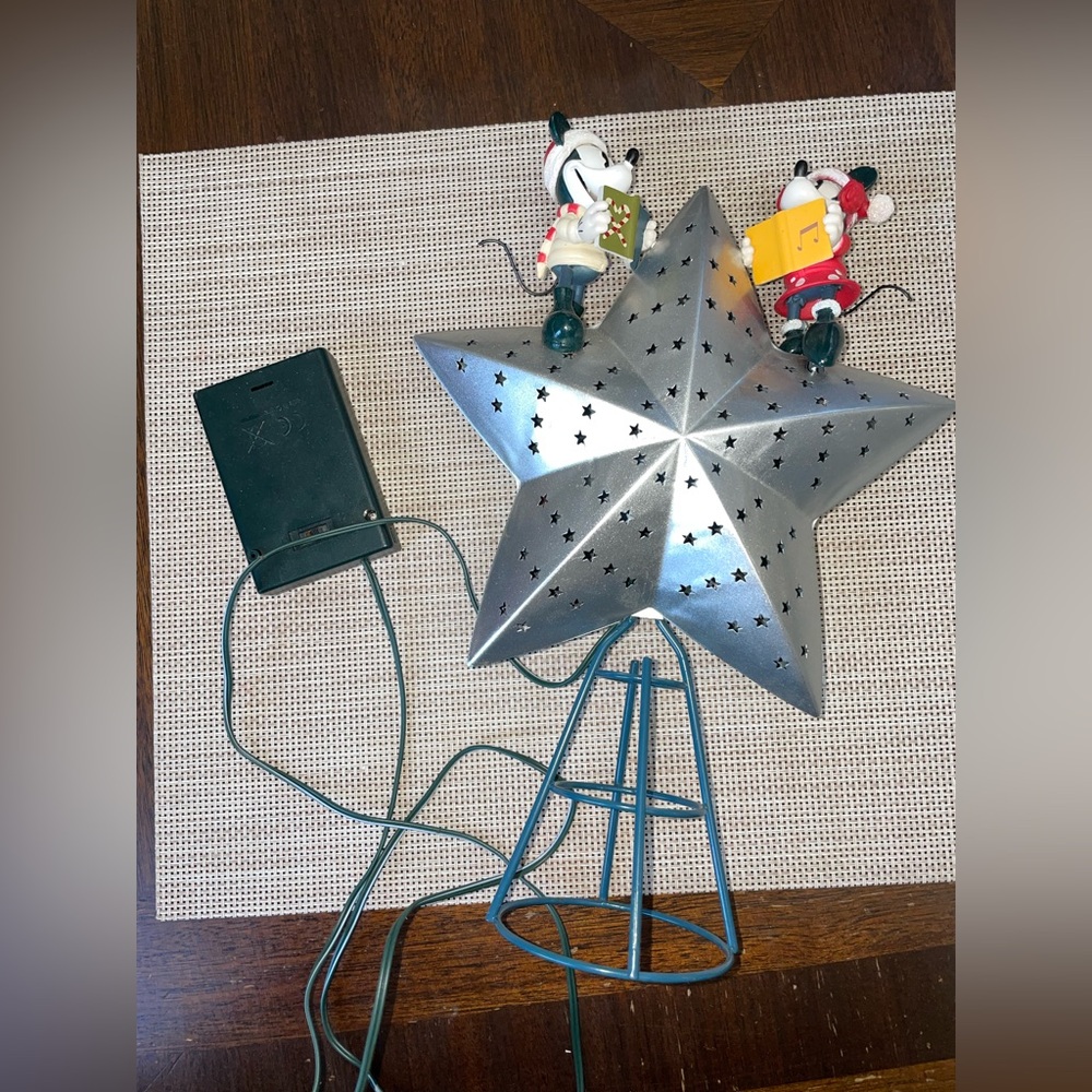 Disney Store Mickey & Minnie Mouse Light Up Star Christmas Tree Topper